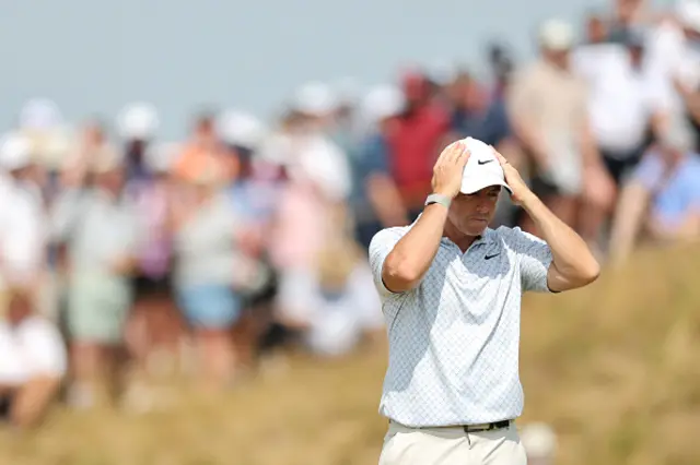 Rory McIlroy of Northern Ireland reacts