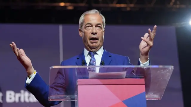Nigel Farage speaking at CPAC Great Britain at the InterContinental London
