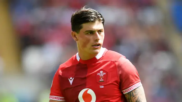 Louis Rees-Zammit in Wales' red jersey