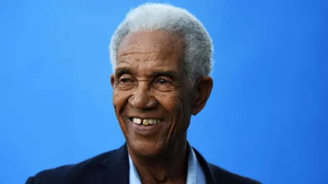 Sir Garfield Sobers, pictured in 2019 at a net session in Barbados