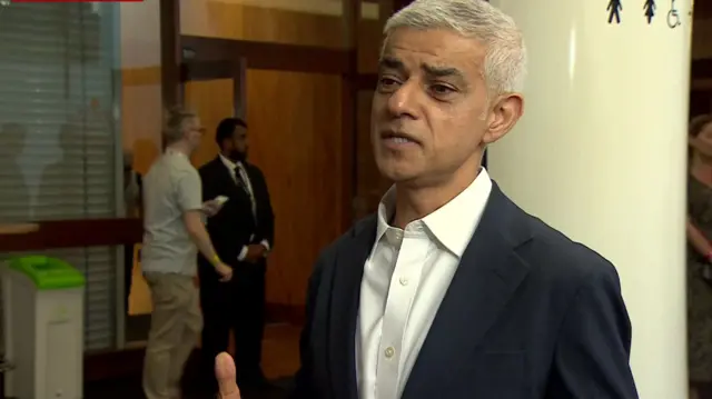 London Mayor Sadiq Khan speaks to Vicki Young during an interview