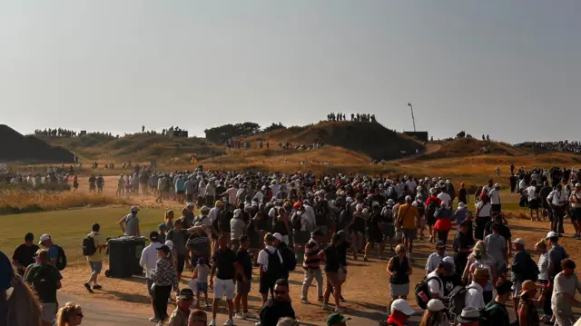 A general view of fans at Royal Birkdale following Tommy Fleetwood
