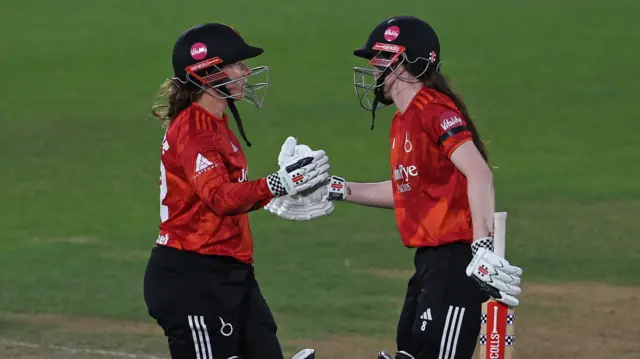 Tammy Beaumont and Sarah Bryce celebrate