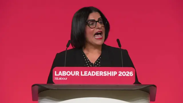 Shabana Mahmood speaking into a lectern