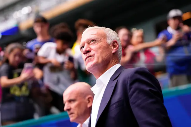 Didier Deschamps looks on