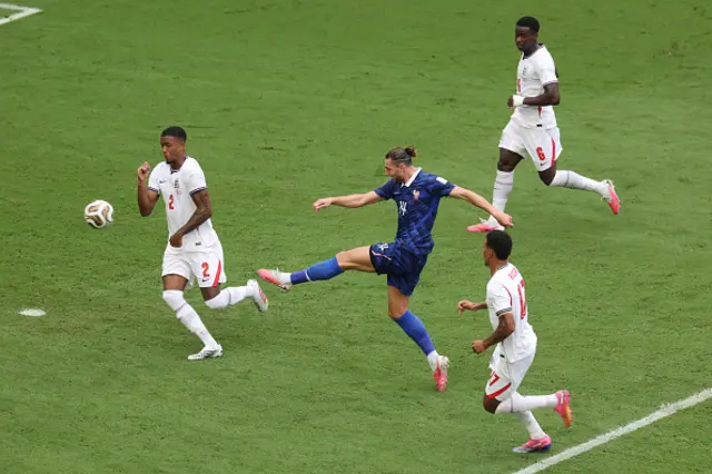 Adrien Rabiot #14 of France shoots and misses a chance