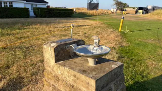 A water fountain by the fifth tee at Royal Birkdale