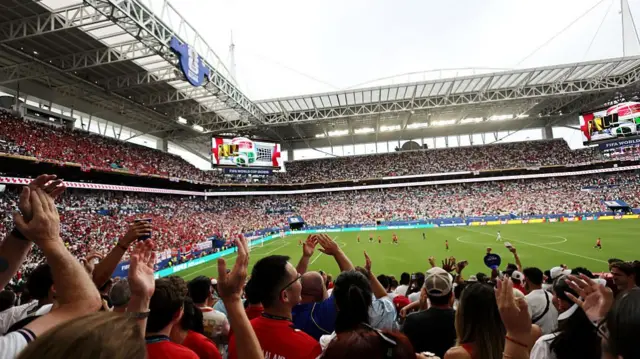 A general view during the FIFA World Cup 2026 Quarter Final match between Norway and England at Miami Stadium on July 11, 2026 in Miami Gardens, Florida.