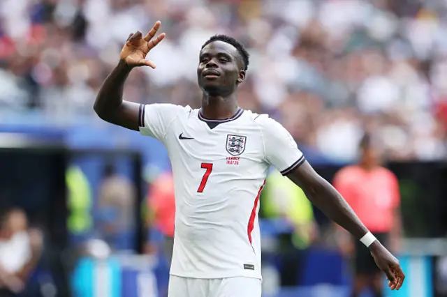 Bukayo Saka #7 of England celebrates