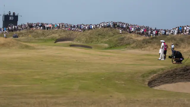 A general view of a browned fairway at Royal Birkdale