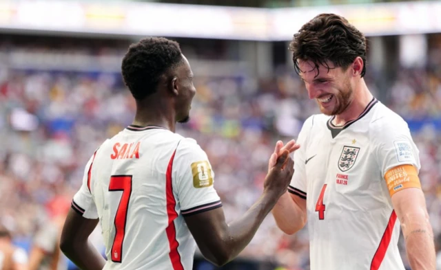 England's Bukayo Saka celebrates
