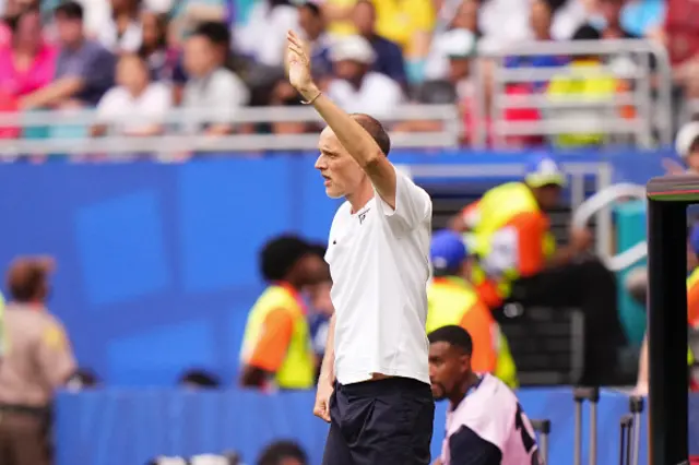 Thomas Tuchel, head coach of England, gestures