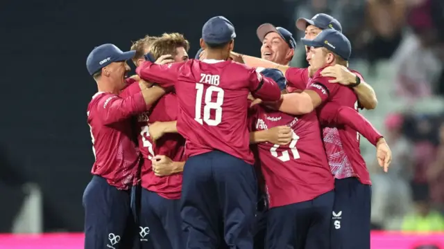 Northants celebrate wicket