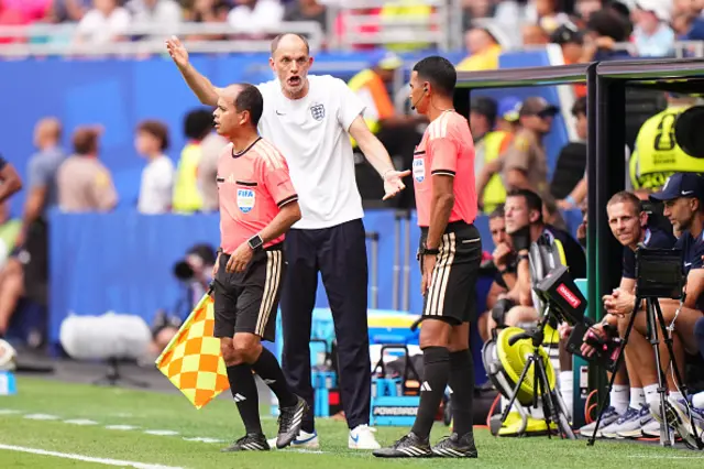 Thomas Tuchel, head coach of England, protests