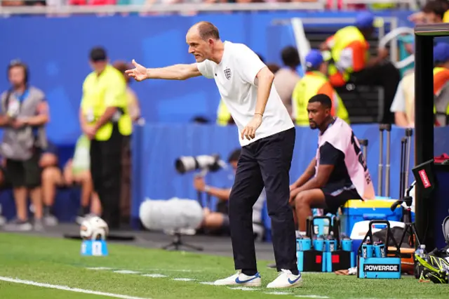 Thomas Tuchel, head coach of England, reacts