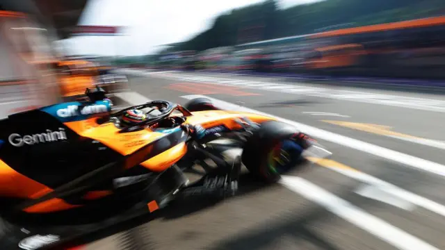 Oscar Piastri leaving the garage