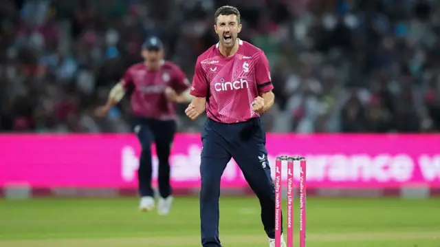 Ben Sanderson celebrates for Northants