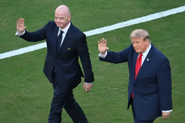 Gianni Infantino (L) and US President Donald Trump arrive