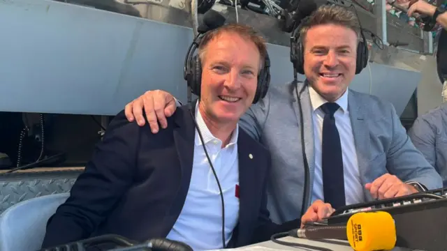 Pundit Jamesie O'Connor with BBC Sport presenter Thomas Niblock
