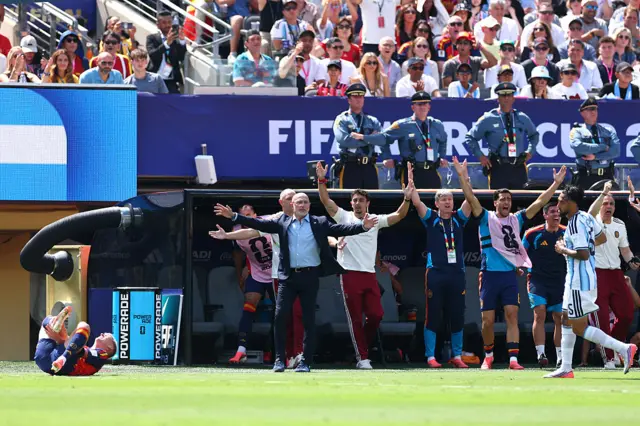 Spain bench complain as Olmo rolls around in pain
