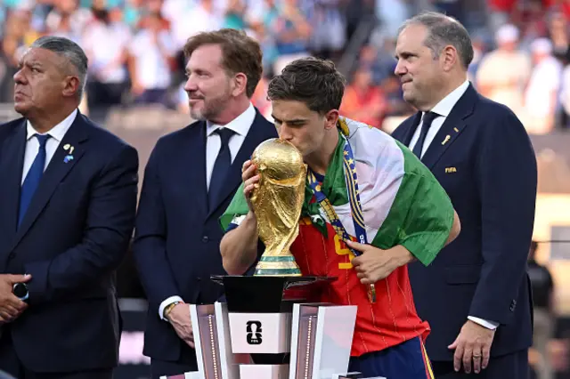 Gavi #9 of Spain kisses