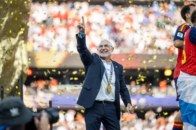 Head Coach Luis de la Fuente of Spain celebrates