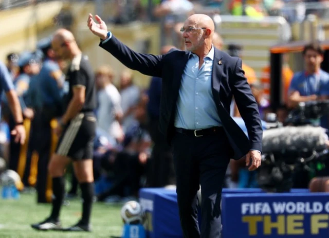 Spain coach Luis De La Fuente reacts