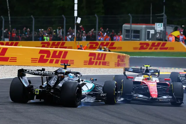 George Russell and Lewis Hamilton collide