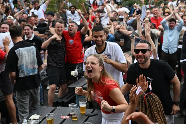England fans celebrate in Manchester
