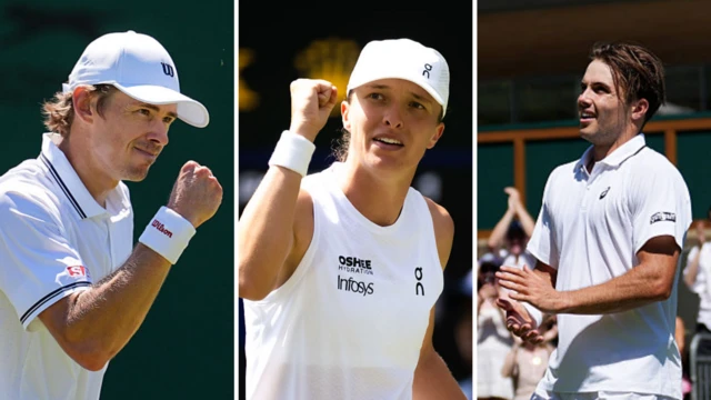 Split image of Alex de Minaur, Iga Swiatek and Arthur Fery