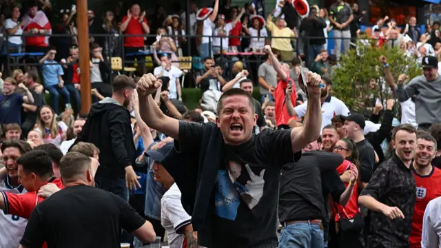England fans celebrate in Manchester