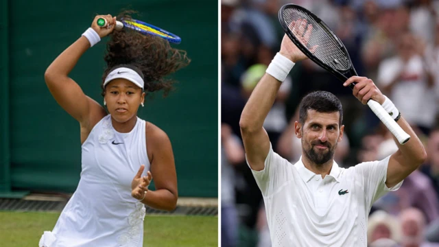 Split image of Naomi Osaka and Novak Djokovic