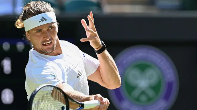 Alexander Zverev hits a forehand