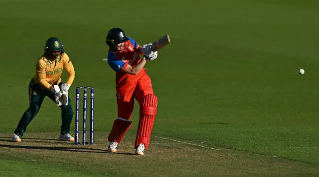 England's captain Nat Sciver-Brunt plays a shot for four runs