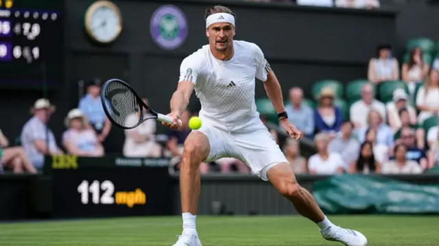 Alexander Zverev hits a forehand