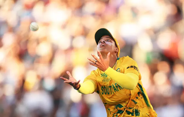 Chloe Tyron of South Africa attempts to field the ball