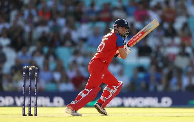 Heather Knight of England plays a shot