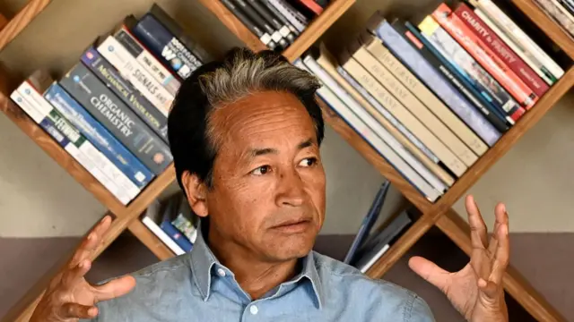Sonam Wangchuk, a Ladakhi environmental activist speaking during an interview with AFP at his office in Leh, summer capital of the country's union territory of Ladakh