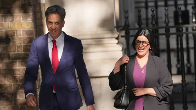 Energy Security and Net Zero Secretary Ed Miliband and Home Secretary Shabana Mahmood arriving in Downing Street, London. New Prime Minister Andy Burnham has entered number 10 Downing Street and among his first tasks is the selection of his new Cabinet