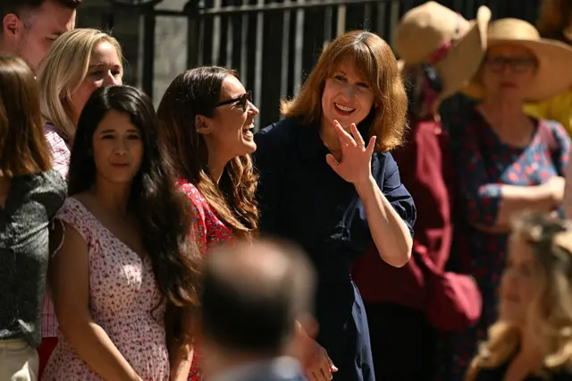 Rachel Reeves on Downing Street a short time ago