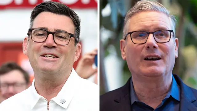 A split image of Andy Burnham and Keir Starmer.