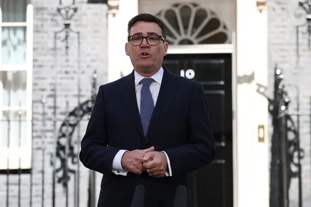 Andy Burnham speaking on Downing Street