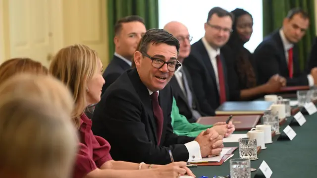 Prime Minister Andy Burnham hosts his first Cabinet meeting at 10 Downing Street, London