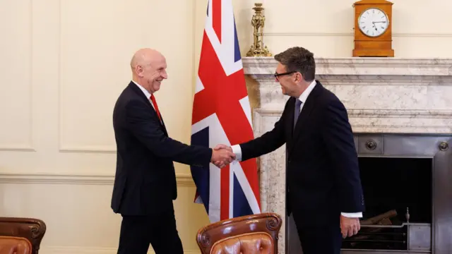 Prime Minister Andy Burnham appoints John Healey as Chancellor of the Exchequer in 10 Downing Street