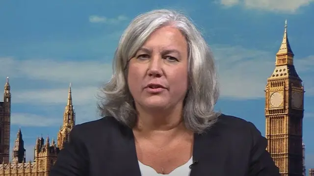 Heidi Alexander speaking in front of a background of Parliament on BBC Breakfast