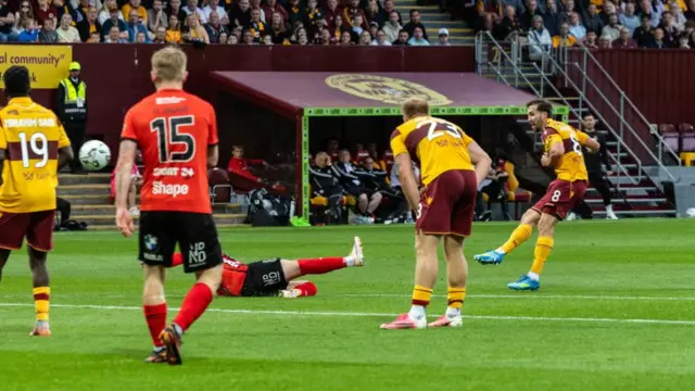 Lukas Fadinger scores Motherwell's second goal against HB Torshavn