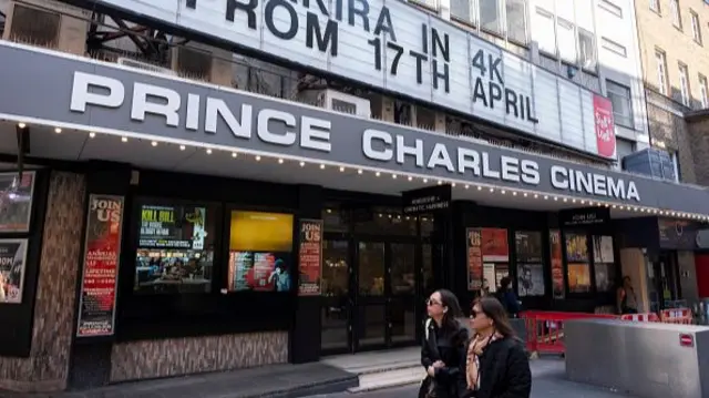 A file photo of the Prince Charles Cinema in Soho - with a sign showing that Akira was screening