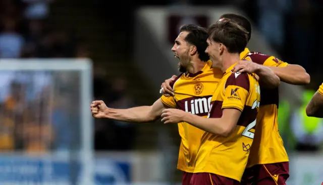 Motherwell celebrate their second goal