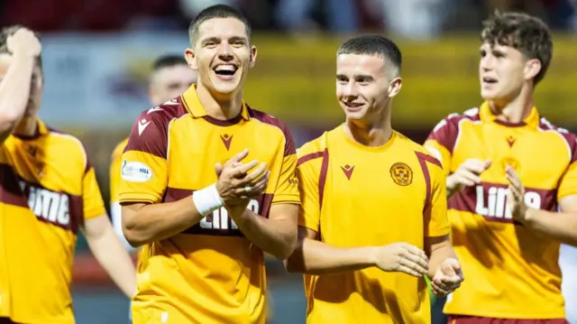 Motherwell players celebrate