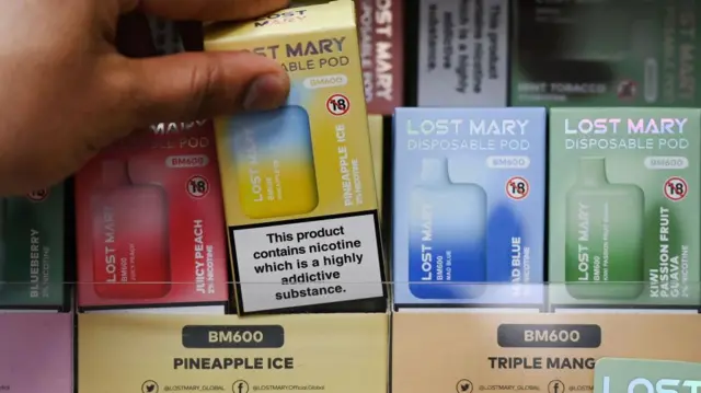 Vapes on a shelf